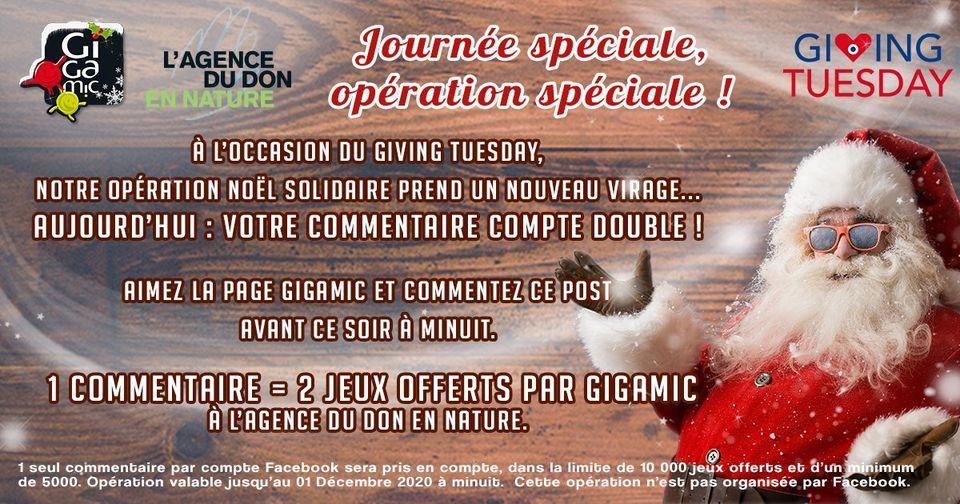 Opération Gigamic jeux offerts aux enfants dans le besoin.