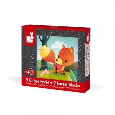9 cubes animaux de la forêt Janod