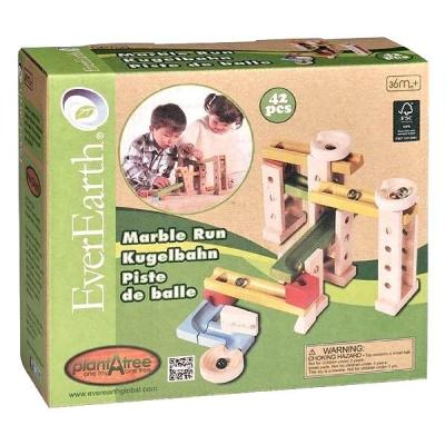 Wooden track for marbles
