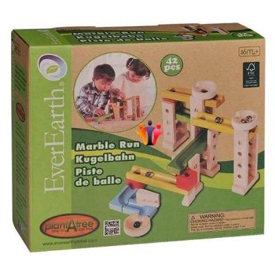 Wooden track for marbles