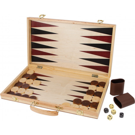 Coffret echec backgammon 50 x 44 cm en bois jeux pliable2