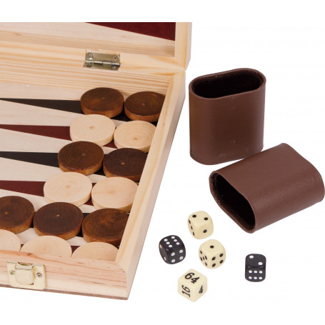 Coffret echec backgammon 50 x 44 cm en bois jeux pliable3