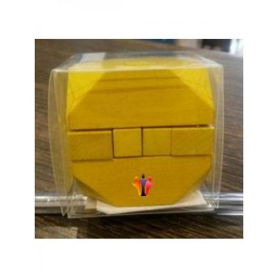 Mini casse tête carré bois jaune 4.5cm